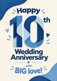 Load image into Gallery viewer, Blue Paper Cut Style 10th Anniversary Card for Couple
