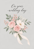 Load image into Gallery viewer, Blush Rose Bouquet On Your Wedding Day Card
