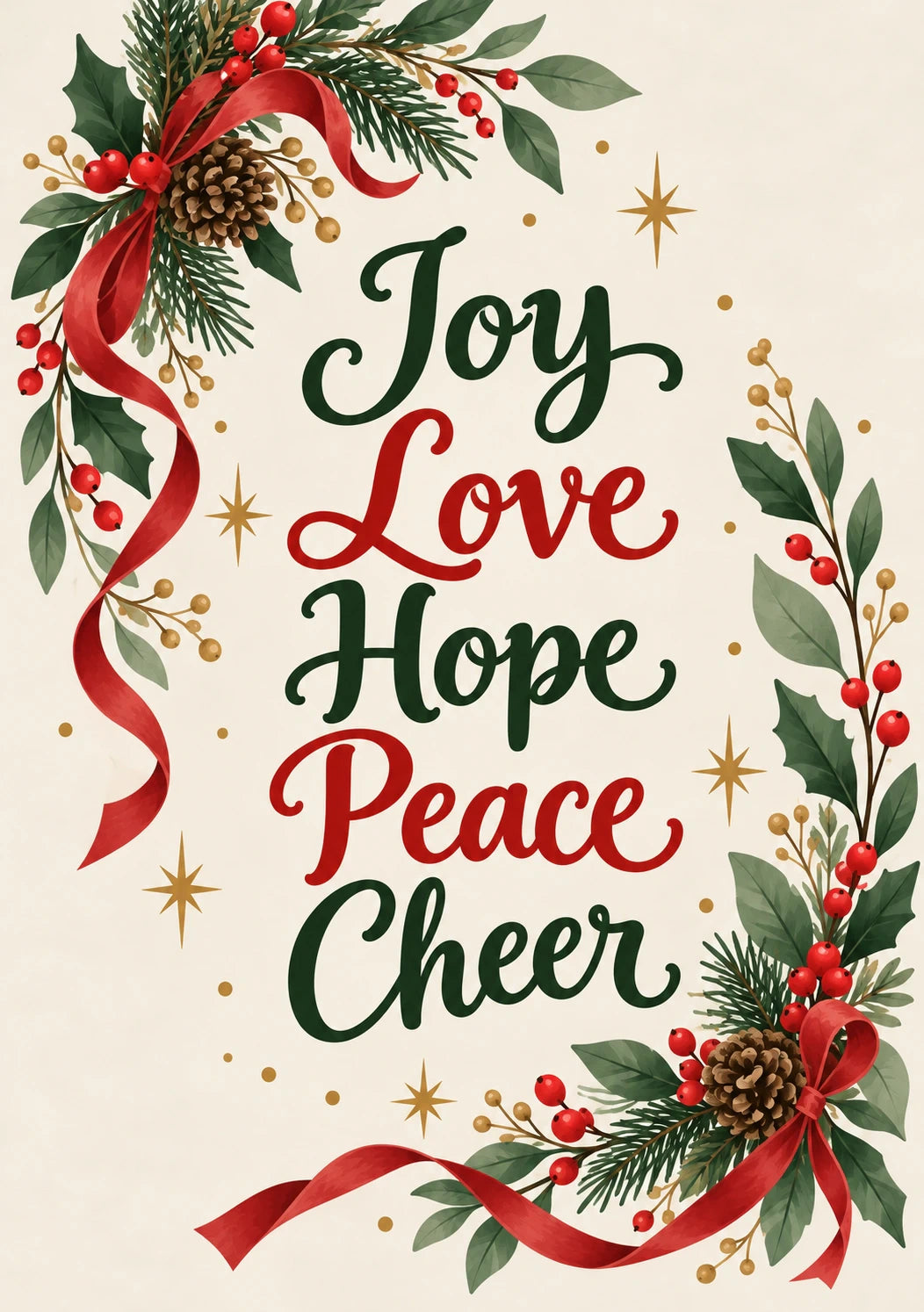 Joy Love Hope Peace Cheer Christmas Card for Niece
