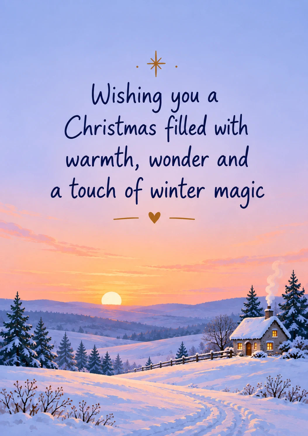 Warm Winter Wonderland Sunset Christmas Card for Parents