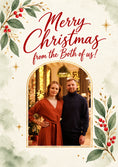 Load image into Gallery viewer, Festive Holly Wreath Couples Photo Upload Christmas Card for Auntie
