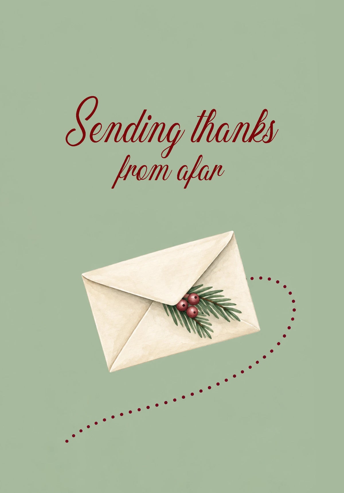 Sending Thanks From Afar Christmas Card for Her