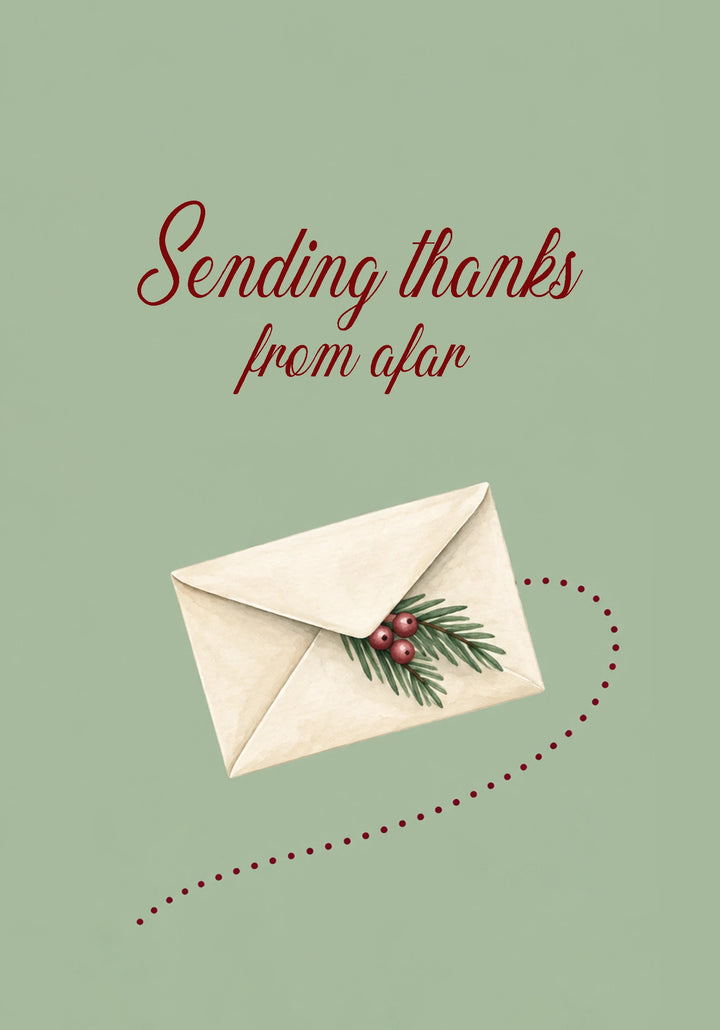 Sending Thanks From Afar Christmas Card for Her