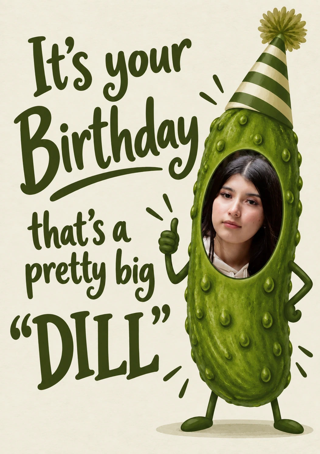 Funny Big Dill Pickle Photo Upload Birthday Card