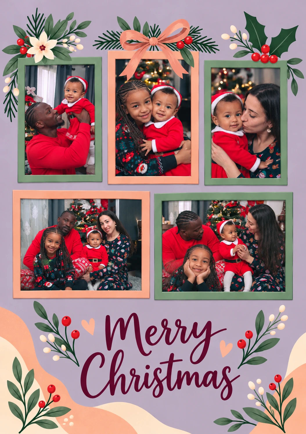 Heartfelt Festive Collage Photo Upload Christmas Card for Mum