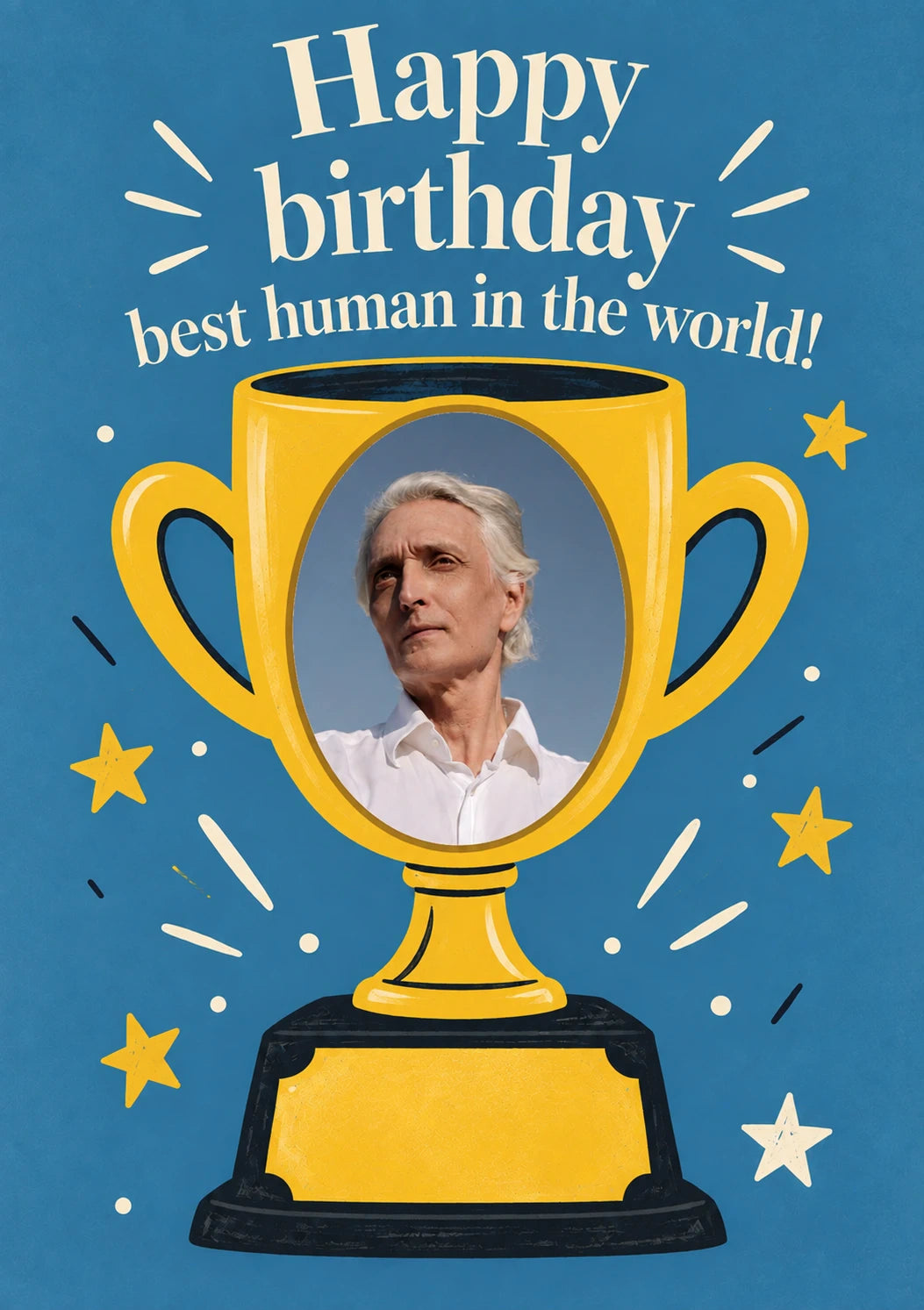 Funny Trophy Best Human Photo Upload Birthday Card