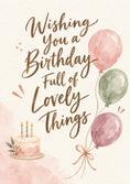 Load image into Gallery viewer, Watercolour Balloons and Cake Birthday Card for Her
