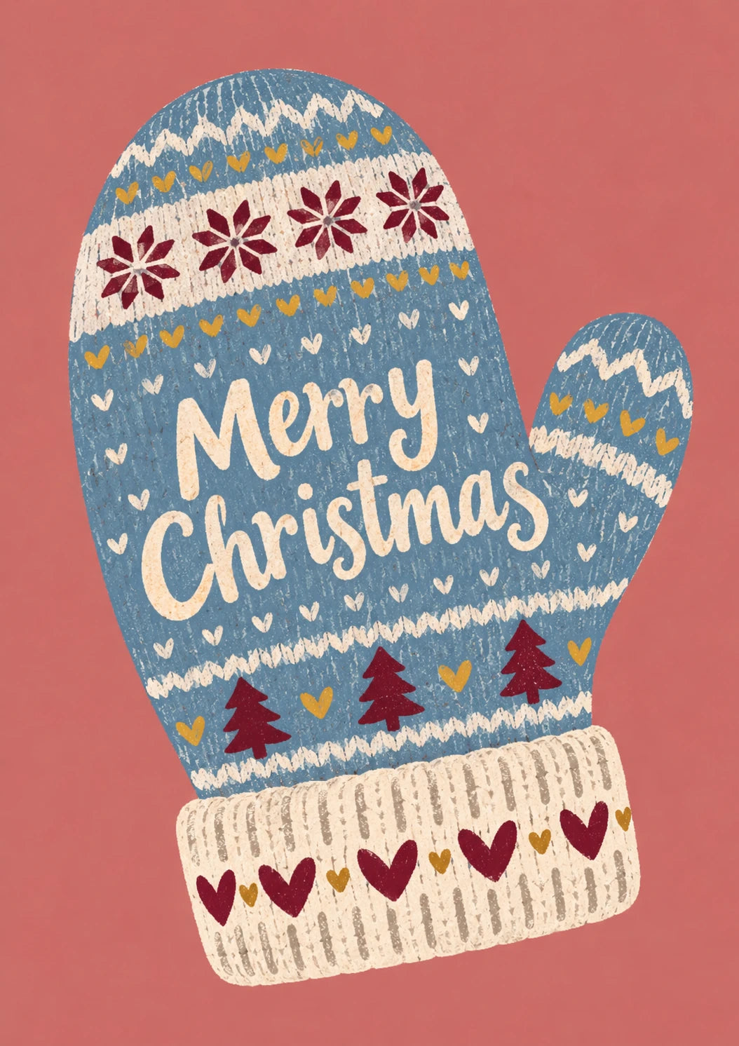 Fair Isle Knitted Mitten Merry Christmas Card for Him