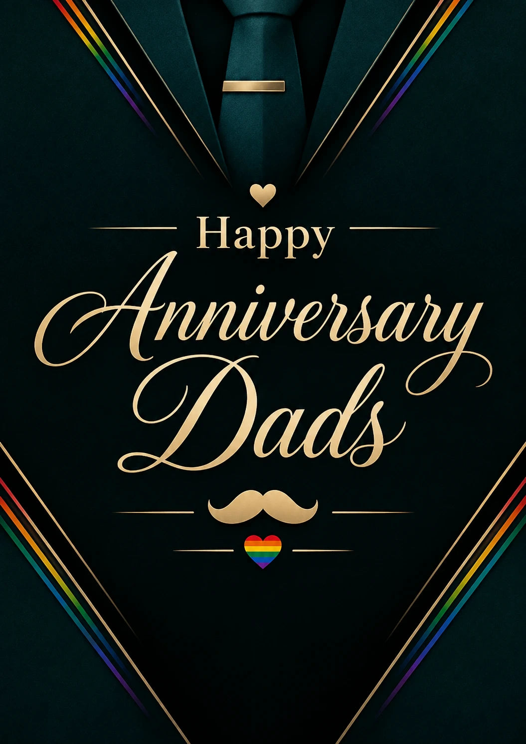 Gay Dads Tuxedo Pride Heart Anniversary Card