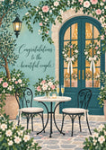 Load image into Gallery viewer, Teal Door Floral Terrace Congratulations Wedding Card
