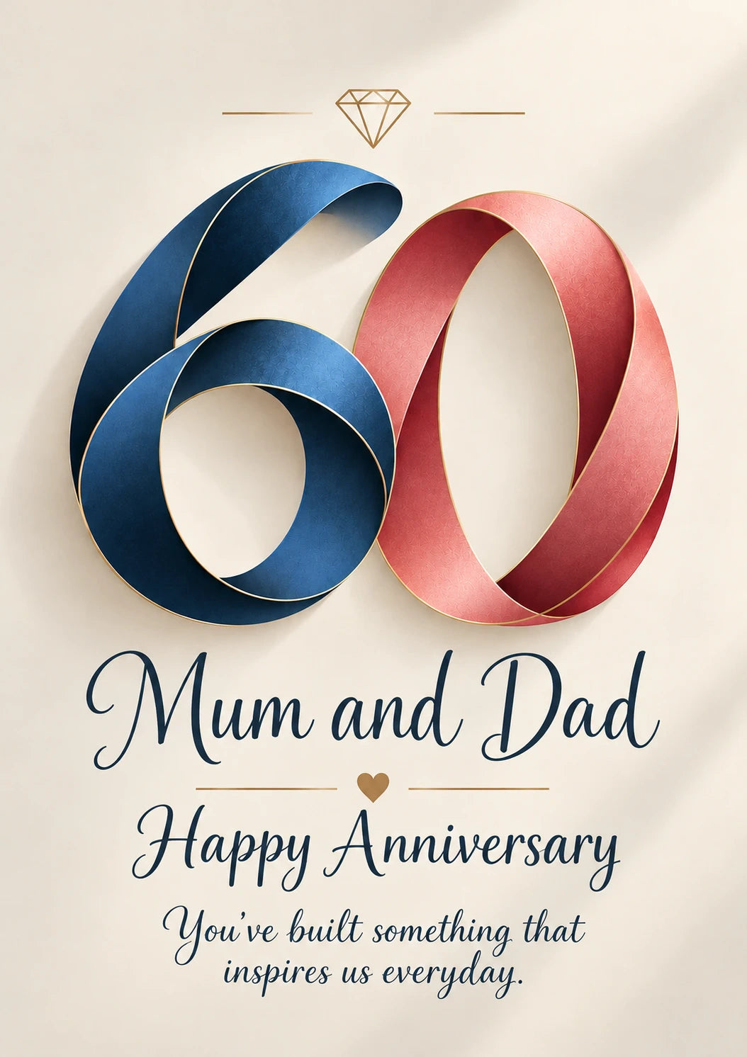 Diamond Ring 60th Anniversary Card for Mum and Dad