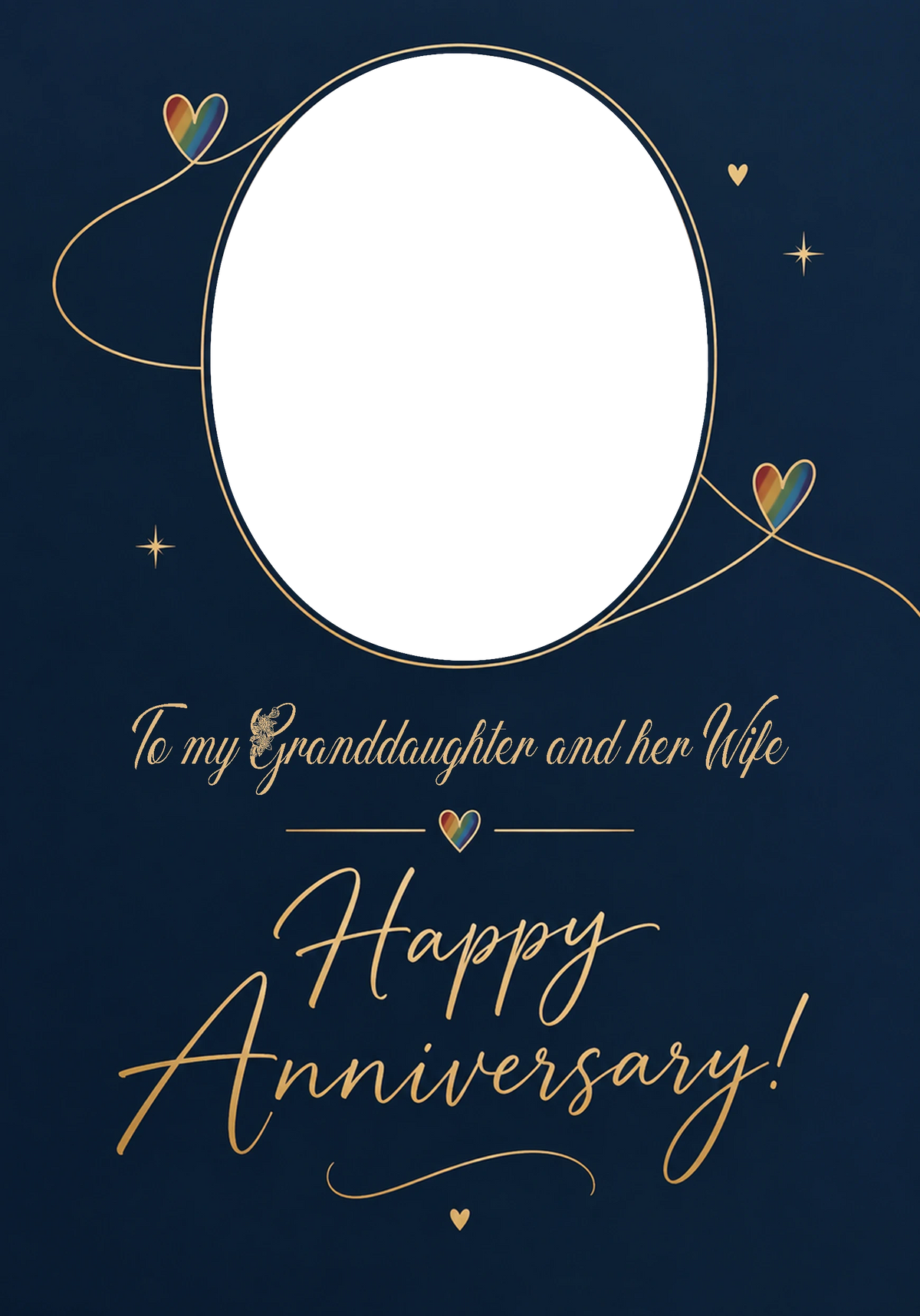 Rainbow Hearts Granddaughter and Wife Photo Upload Anniversary Card
