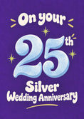 Load image into Gallery viewer, Silver Blue Typography 25th Anniversary Card for Couple
