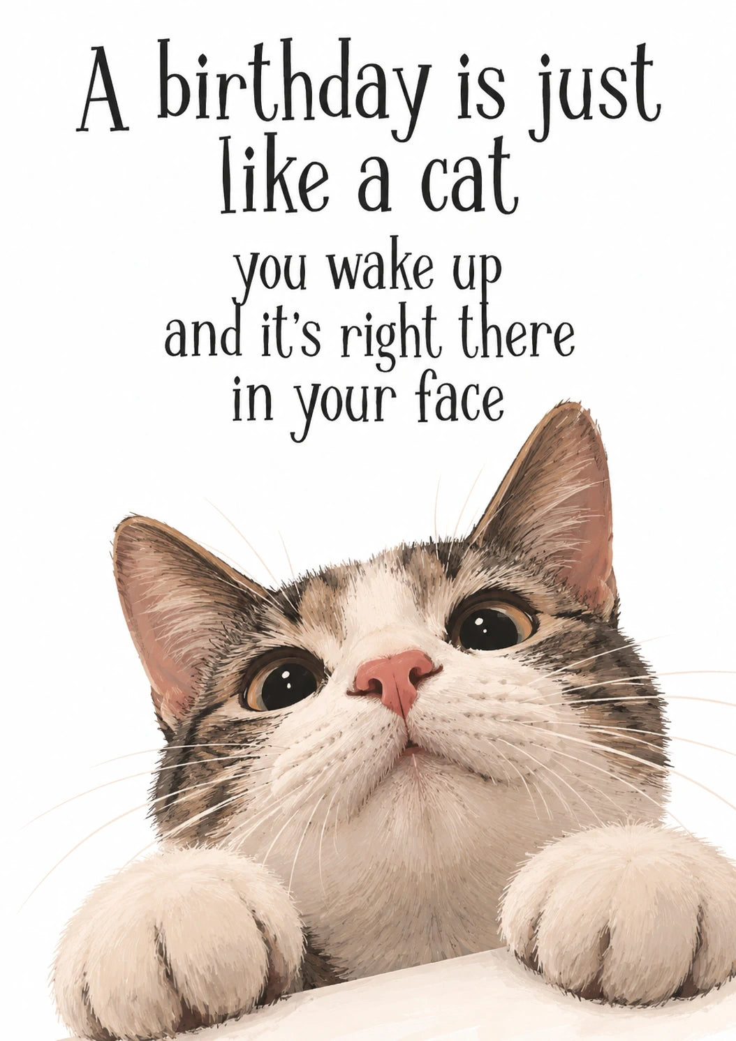 Funny Cat in Your Face Birthday Card