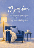 Load image into Gallery viewer, Cosy Armchair 10th Anniversary Card for Him
