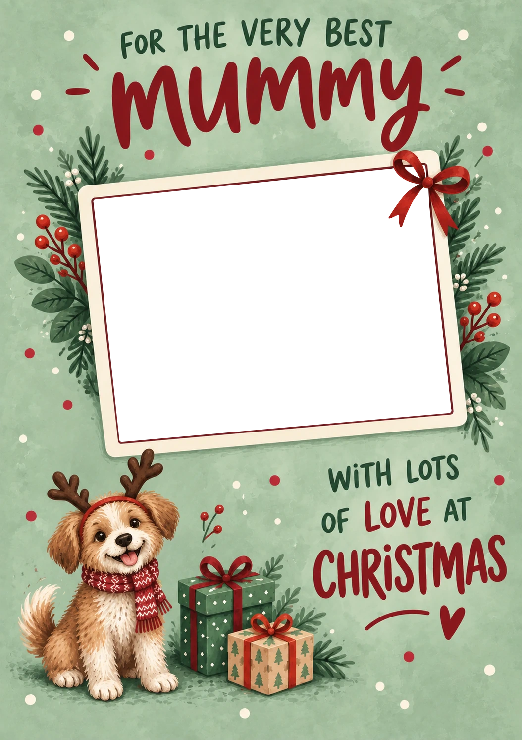 Cute Dog Reindeer Mummy Photo Upload Christmas Card for Her