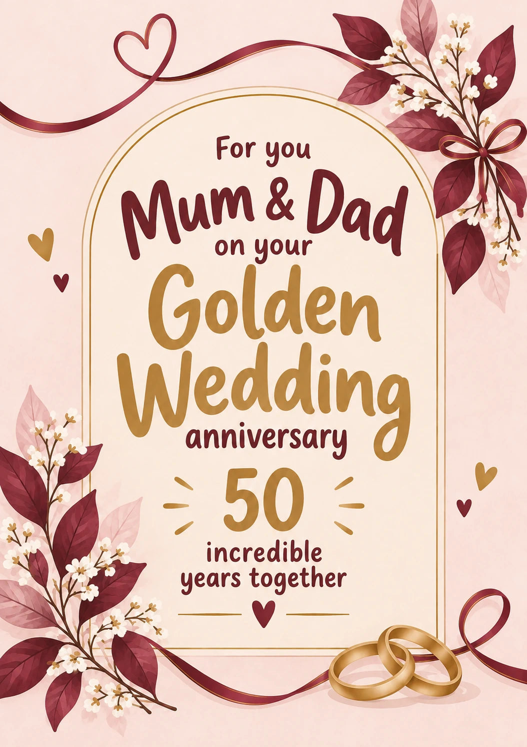 Mum & Dad Golden Wedding 50th Anniversary Card