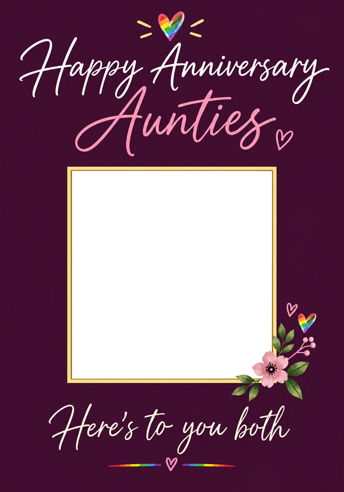 Rainbow Heart Aunties Photo Upload Anniversary Card