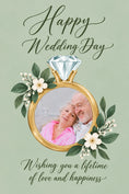 Load image into Gallery viewer, Diamond Ring Floral Photo Upload Wedding Card
