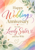 Load image into Gallery viewer, Rainbow Floral Sister and Her Wife Wedding Anniversary Card
