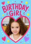 Load image into Gallery viewer, Birthday Girl Hearts and Stars Photo Upload Birthday Card for Her
