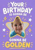 Load image into Gallery viewer, Golden Star Caption Photo Upload Birthday Card
