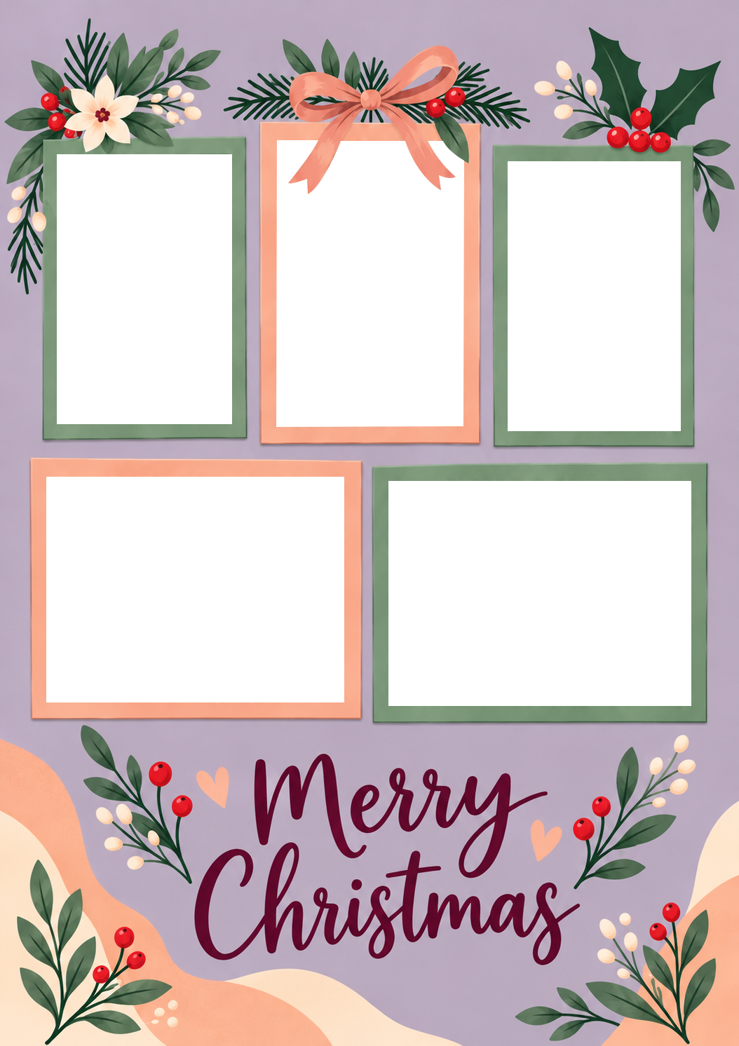 Heartfelt Festive Collage Photo Upload Christmas Card for Mum