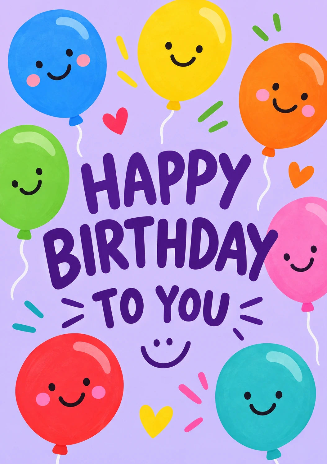 Colourful Happy Face Balloons 6th Birthday Card