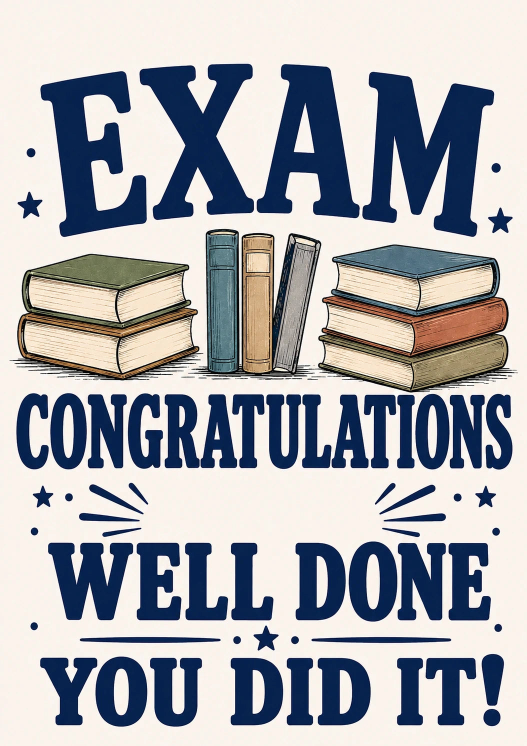 Stacked Books Exam Congratulations Card