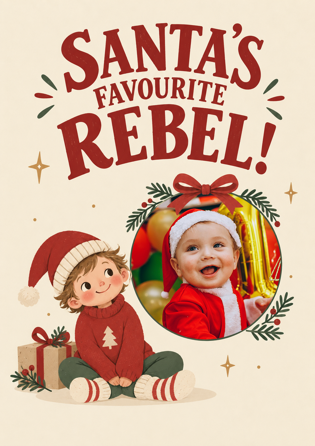 Funny Santa's Favourite Rebel Photo Upload Christmas Card