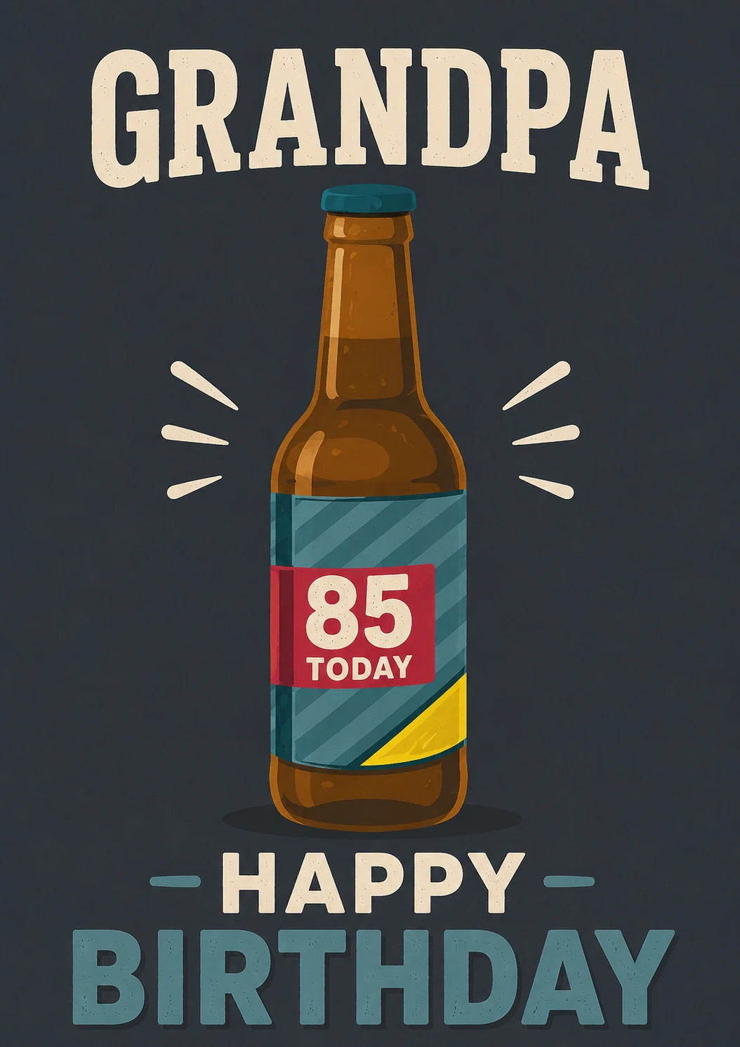 Grandpa Beer Bottle 85th Birthday Card for Him
