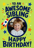 Load image into Gallery viewer, Awesome Sibling Rocket Photo Upload Birthday Card
