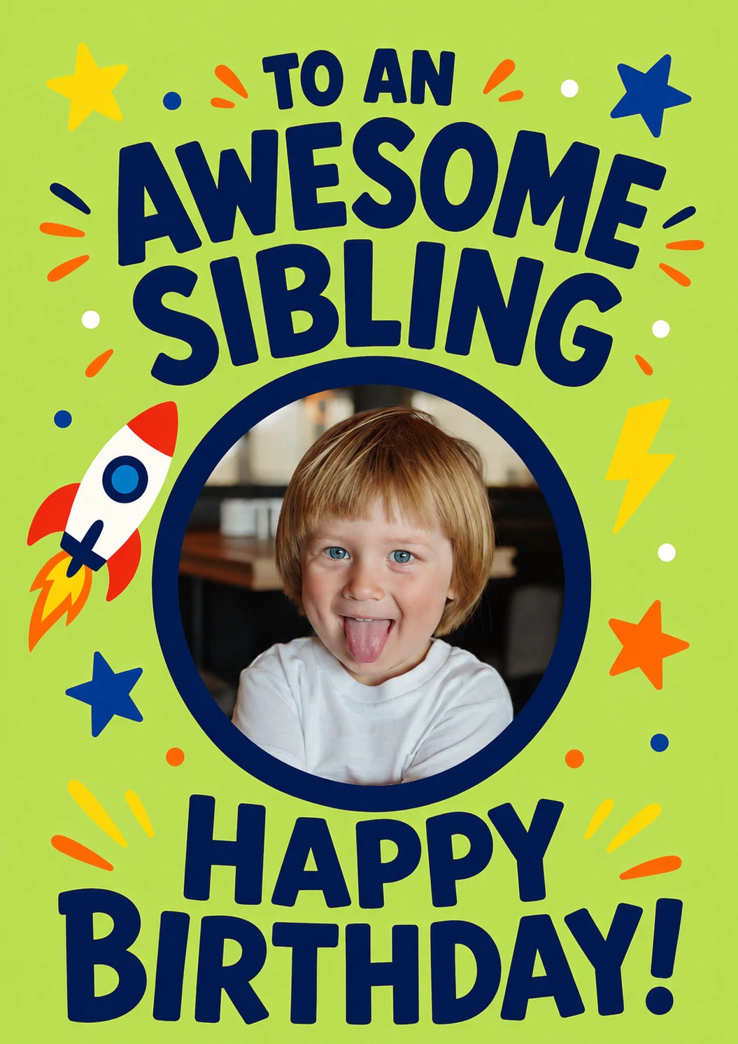 Awesome Sibling Rocket Photo Upload Birthday Card