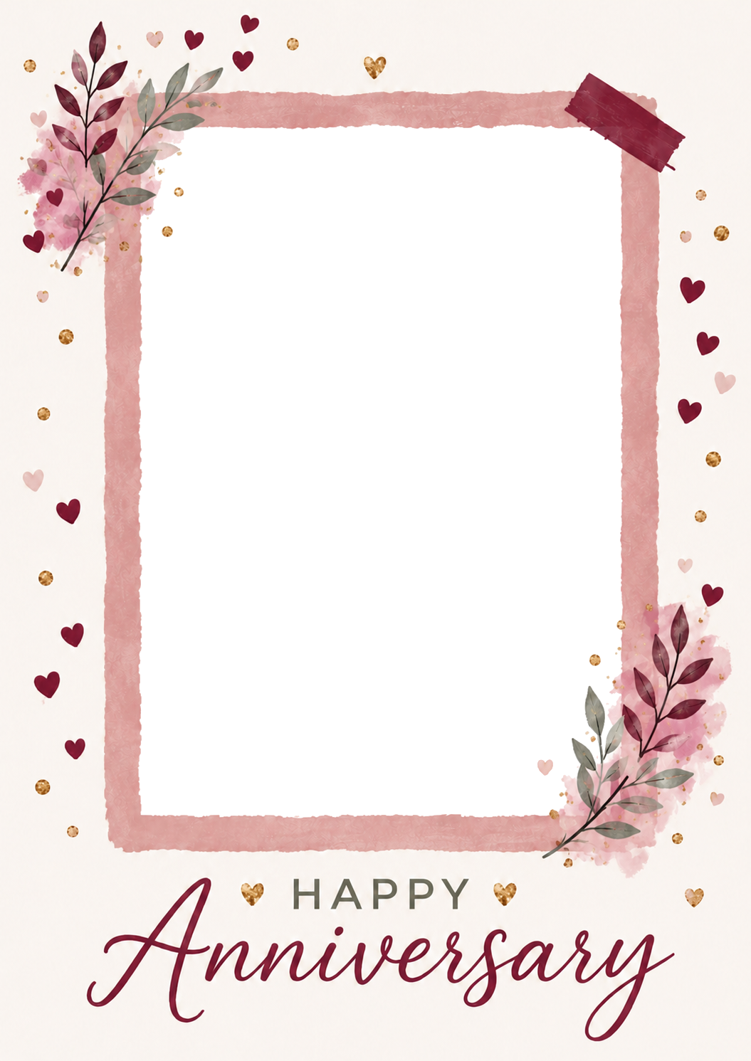Romantic Watercolour Floral Photo Upload Anniversary Card for Her