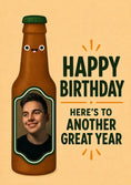 Load image into Gallery viewer, Funny Beer Bottle Face Photo Upload Birthday Card for Him
