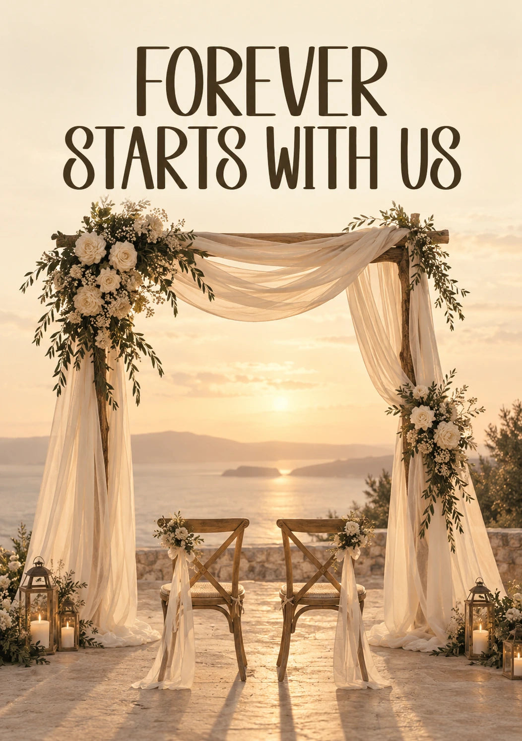 Rustic Floral Arch Forever Starts With Us Valentine's Day Card for Fiancée