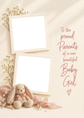 Load image into Gallery viewer, Proud Parents Floral Two Photo Upload New Baby Card
