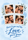 Load image into Gallery viewer, Four Photo Blue Floral Photo Upload New Baby Card for Daughter
