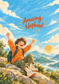 Load image into Gallery viewer, Adventurous Boy on Hilltop Congratulations Card for Nephew
