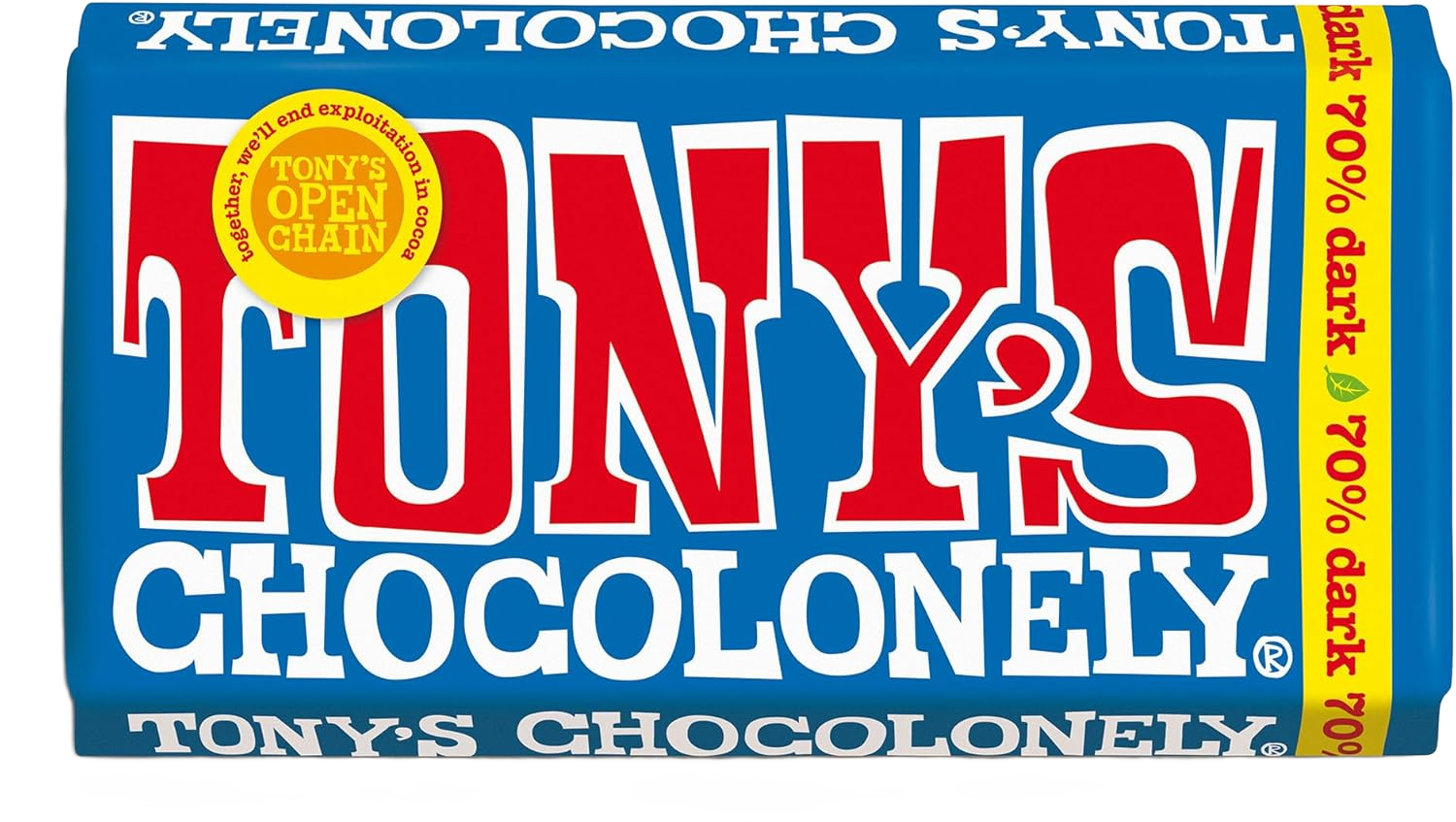 Tony's Chocolonely Dark Chocolate Bar - 180g (70%, Vegan)