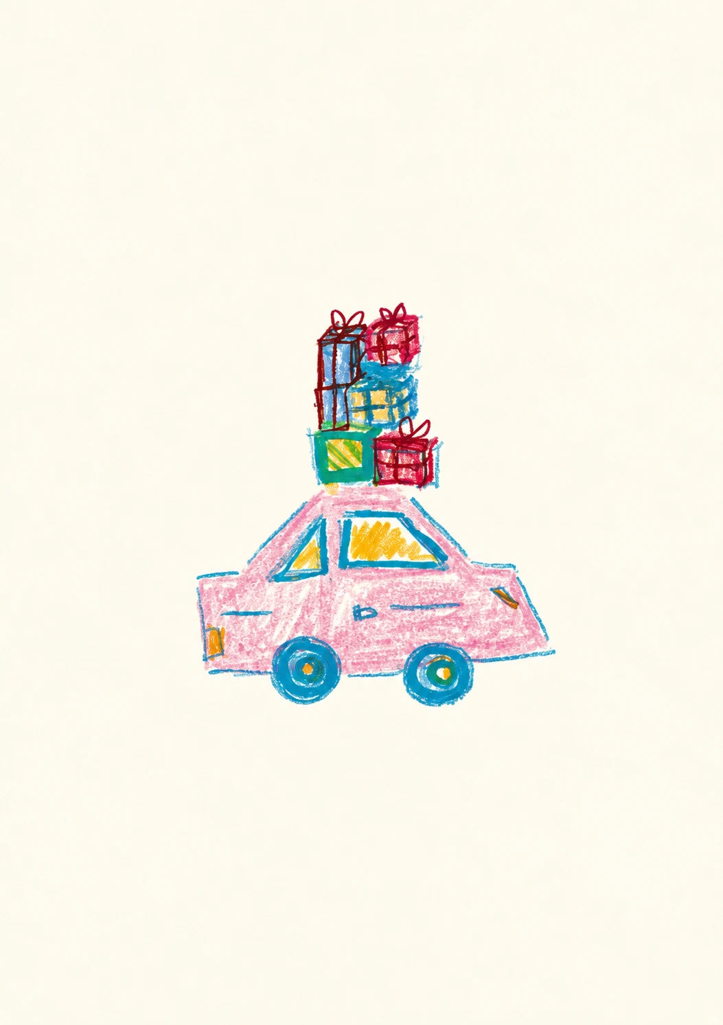 Colourful Gift Boxes on Pink Car New Home Card