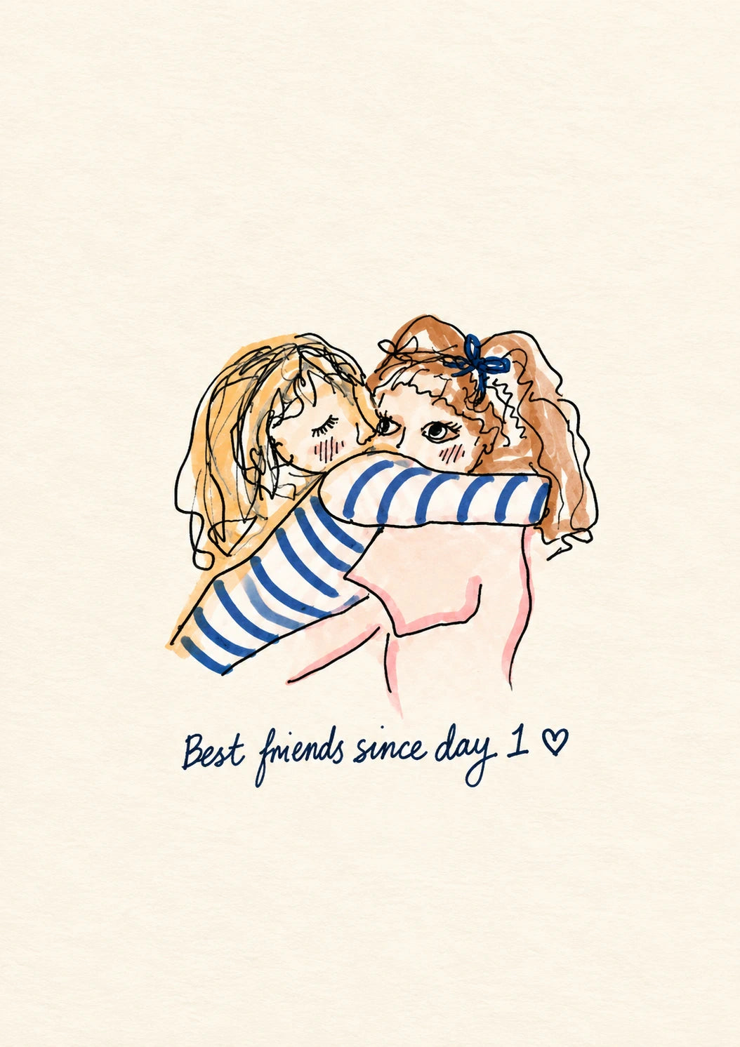 Best Friends Since Day One Illustrated Friendship Card for Her