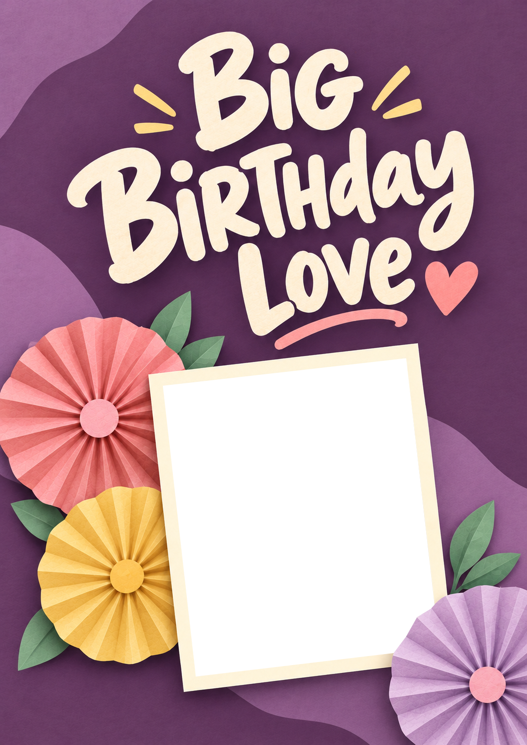 Big Birthday Love Floral Photo Upload friendship Card for Someone Special
