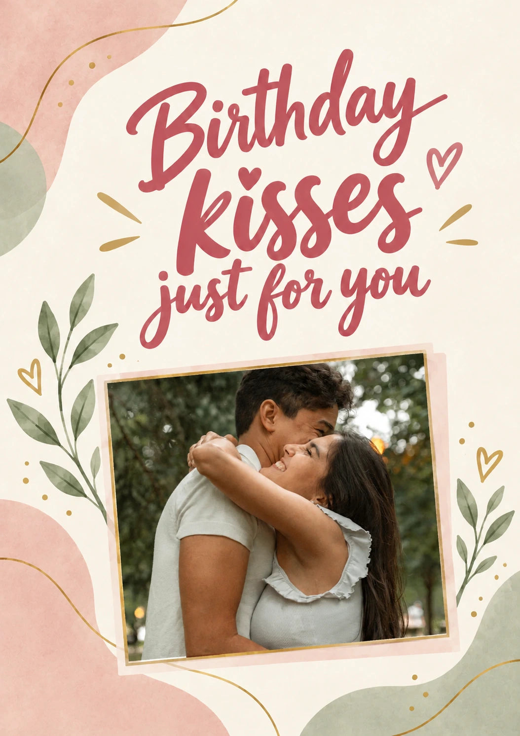 Birthday Kisses Botanical Photo Upload Friendship Card for Sister In Law