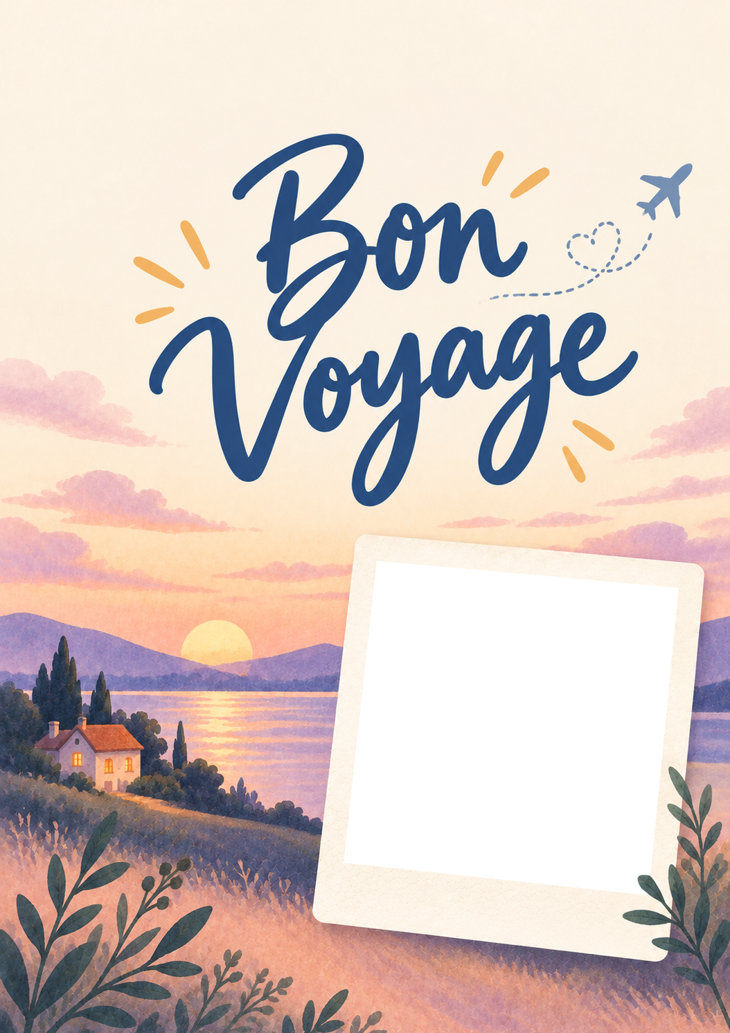 Bon Voyage Sunset Scene Photo Upload Friendship Card for Girlfriend