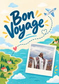 Load image into Gallery viewer, Bon Voyage Illustrated Map Photo Upload friendship Card for Auntie
