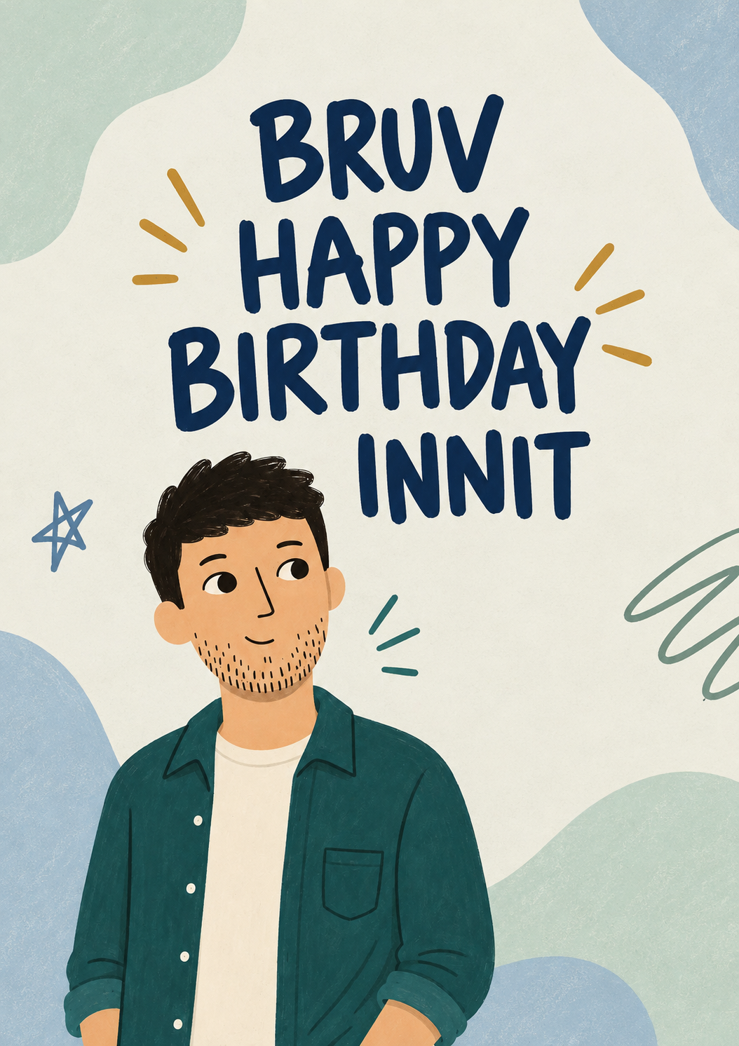 Funny Bruv Innit Illustrated Man Birthday Card for Him