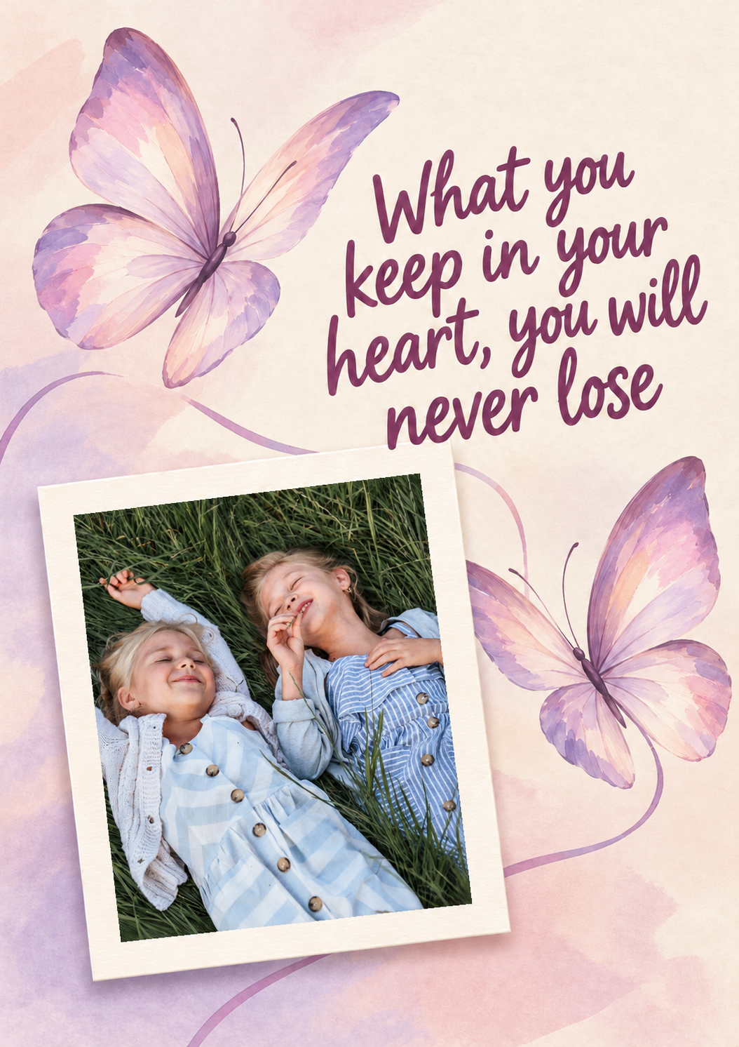 Purple Butterfly Uplifting Photo Upload Sympathy Card for Niece