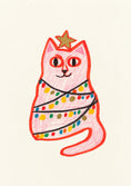 Load image into Gallery viewer, Funny Cat Wrapped in Christmas Lights Christmas Card

