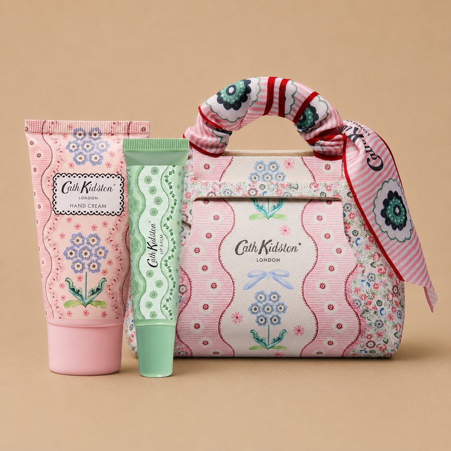 Cath Kidston Gift Set (Hand Cream + Lip Balm + Mini Handbag)